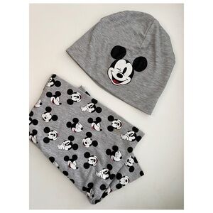 H&M x Disney Kids Gray Mickey Mouse Beanie and Tube Scarf Set